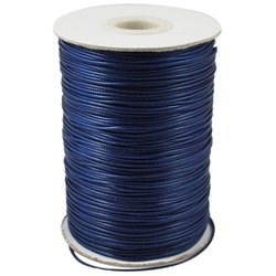 Fil polyester 1mm ciré bleu marine x 1m