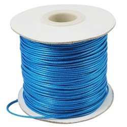 Fil polyester 1mm ciré bleu x 1m