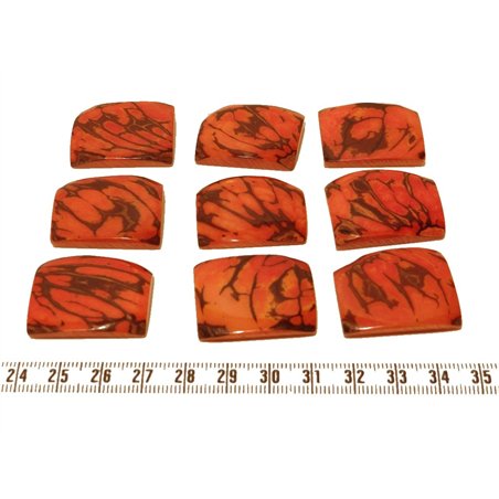 Tagua plaque  marbrée orange